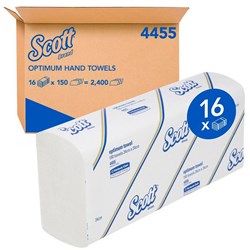 Scott® Optimum Paper Hand Towels 240x240mm White, Carton of 16 Packs