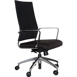 OS Swivel Chair High Mesh Back With Arms Black Fabric/Polished Alloy