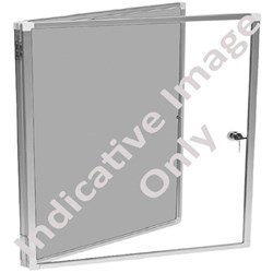 Boyd  Pinboard Noticeboard with Display Case 1200x1200mm Keylargo Fabric/Zinc