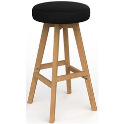 Luna Button Bar Stool 785mm Black PU/Oak