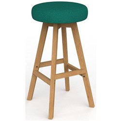 Luna Button Bar Stool 785mm Motion Felt Fabric/Emerald/Oak