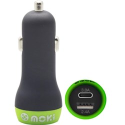 Moki RapidCharge Car Charger Type C+ USB 3.0 Black