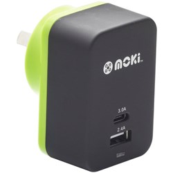 Moki RapidCharge Wall Charger Type C+ USB 3.0 Black