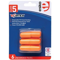 Vortex Earplugs Class 5 Orange, Pack of 6