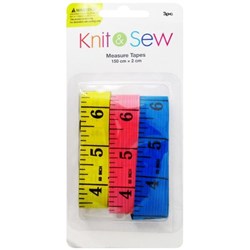 Knit & Sew Tape Measure 1.5m, Pack of 3