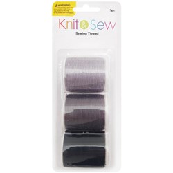 Knit & Sew Thread 140m Grey, Pack of 3