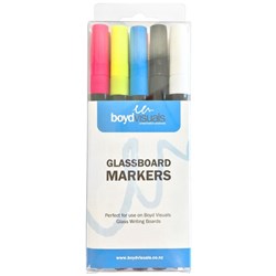Boyd Visuals Assorted Colours Pen Style Glassboard Marker, Pack of 10
