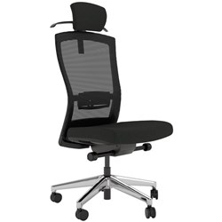 Klever Executive Chair 3D Mesh High Back With Lumbar & Headrest Black/Alloy Base