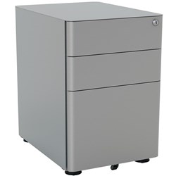 Agile Standard Steel Mobile Pedestal 3 Drawer Silver
