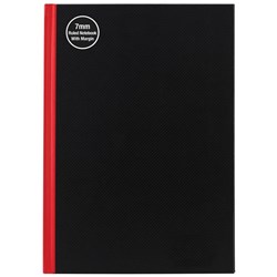 Milford A5 Hardcover Notebook 7mm Ruled Black/Red 200 Pages
