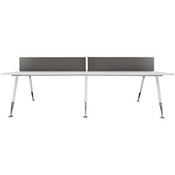 Fleet Workstation With Adjustable Legs 4 Person 2800x1200mm Matte White
