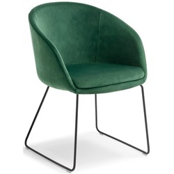 Aria Visitor Chair Sled Base Plush Fabric/Forest/Black