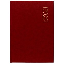 Collins A52 Diary A5 2 Days Per Page 2025 Red