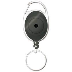 Corporate Express Card Holder Reel Snap Lock Key Ring Charcoal