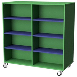 Zealand Mobile Bookcase Double Sided Green/Blue 1200x600x1200mm