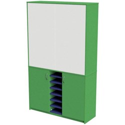 Zealand Teacher's Wall Unit With Whiteboard Green/Blue 1200x400x1200mm