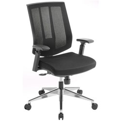 Rally Chair Mesh Back With Arms Polished Aluminium Base Black