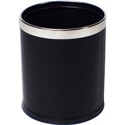 Compass Round Rubbish Bin Leatherette 10L Black