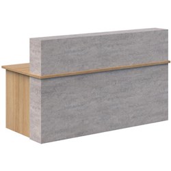 Block Reception 2400x900x1100mm Cured Concrete/Classic Oak