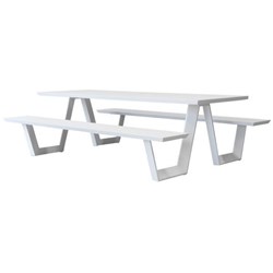 Tahoe Outdoor Table With Benches 2400x830mm White