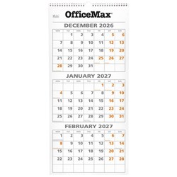 OfficeMax Wall Calendar Three Months To View 290x620mm 2025