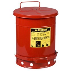 Justrite Safety Spill Oil Waste Can 38L Red
