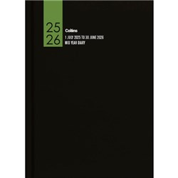 Collins A51A Mid Year Diary A5 1 Day To A Page 1 July 2025 to 30 June 2026 Black