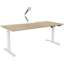 Breeze Active Electric Height Adjustable Desk Monitor Arm Bluetooth 1800mm Atlantic Oak/White
