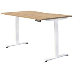Fiord Electric Single User Height Adjustable Desk Scallop Top 1800mm Classic Oak/White