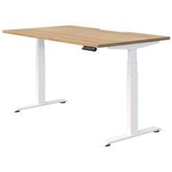 Fiord Electric Single User Height Adjustable Desk Scallop Top 1200mm Classic Oak/White