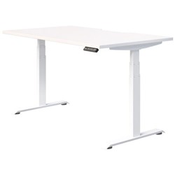 Fiord Electric Single User Height Adjustable Desk Scallop Top 1500mm Snowdrift/White