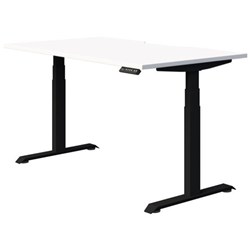 Fiord Electric Single User Height Adjustable Desk Scallop Top 1200mm Snowdrift/Black