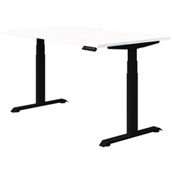 Fiord Electric Single User Height Adjustable Desk Scallop Top 1500mm Snowdrift/Black