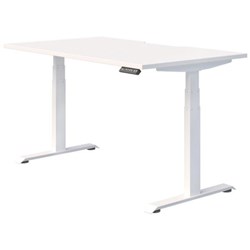 Fiord Electric Single User Height Adjustable Desk Scallop Top 1800mm Snowdrift/White