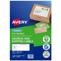 Avery Laser Eco Label L7163EV 14 Per Sheet 20 Sheets
