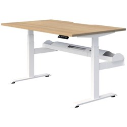 Fiord Plus Electric Single User Height Adjustable Desk 1500mm Classic Oak/White