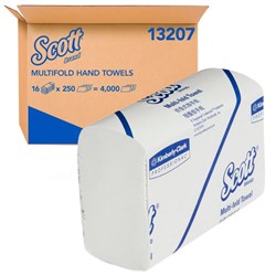 Scott® 13207 Multifold Paper Towels 240x240mm, Carton of 16 Packs of 250
