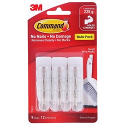 Command™ Adhesive Wire Hooks Small, Pack of 9 Hooks & 12 Strips