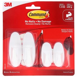 Command™ Adhesive Designer Hooks Small & Medium, Pack of 4