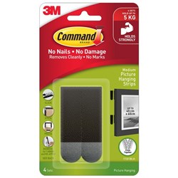 Command™ Picture Hanging Strips Medium Black, Pack of 4 Sets