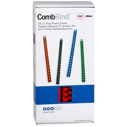 GBC Ibico 10mm Plastic Binding Coils 21 Ring Red, Pack of 100