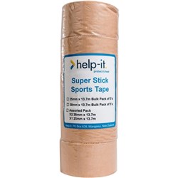 Help-It Super Stick Sports Strapping Tape 38mm x 13.7m, Pack of 5