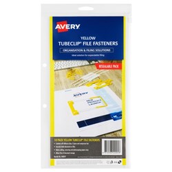Avery 44005Y Tubeclip File Fastener Yellow, Pack of 10