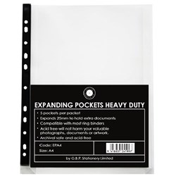 GBP Copysafe Pocket Expanding 25mm A4, Pack of 5