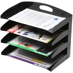 Marbig Desk Organiser 4 Tier A4 Foolscap Black