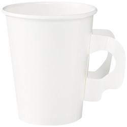 Plain Hot Paper Cups Handled Single Wall 280ml White, Carton of 1000
