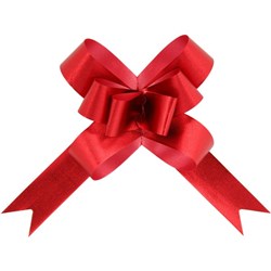 Metallic Embossed Pull Bows 14mm Red, Box of 100