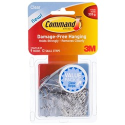 Command™ Adhesive Wire Hooks Small Clear, Pack of 9