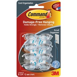 Command™ Adhesive Cord Organiser Small Clear, Pack of 8