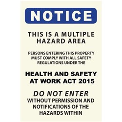 Notice Multi Hazard Area Safety Sign 300x450mm